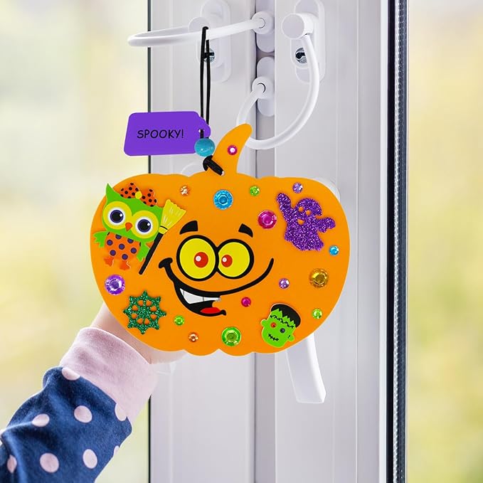 Winlyn 36 Sets Halloween Pumpkin Decorations DIY Foam Halloween Craft Kits Ghost Bat Monster Foam Stickers Halloween Arts and Crafts for Kids Home Classroom Activities Party Favors Trick-Or-Treaters