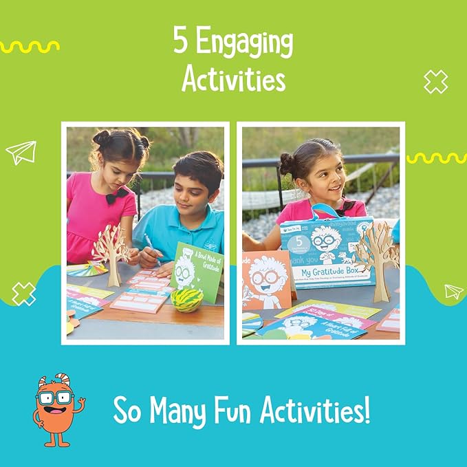 Open The Joy Gratitude Box for Kids - DIY Wooden Craft, Clay Bowl Kit, Origami Activities, Gratitude Journal, and Reflection Cards - Educational Emotional Learning Toys for Ages 4+