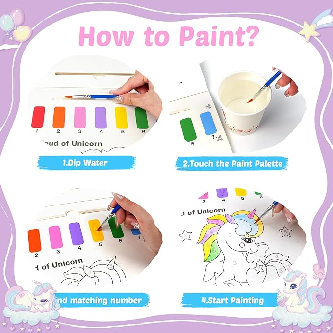 FEREDO KIDS Watercolor Paint Sets for Kid: 2 Pack Water Painting Coloring Book for Toddlers 4-8 Years Old, No Mess Arts and Crafts Drawing Paper Kits for Boys Girls Birthday Gift