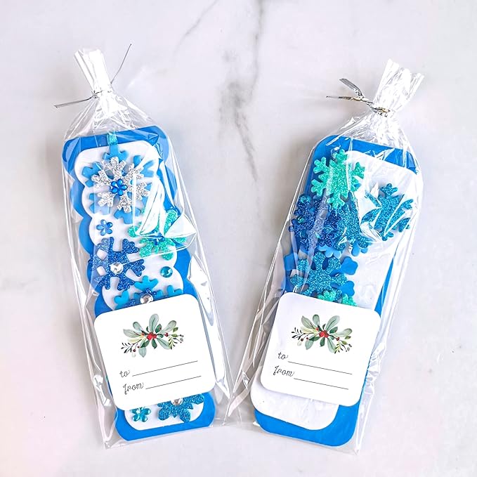 Winlyn 24 Sets Christmas Craft Kits Winter Crafts DIY 3D Christmas Snowflake Bookmarks Art Sets Snowflake Foam Stickers Arts and Crafts for Kids Party Favor Holiday Seasonal Home Classroom Activities