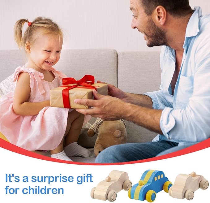 clothmile 12 Pieces DIY Wood Car Toys Unfinished Wooden Cars Toys Wooden Painting Blocks Crafts Kits for Christmas School Students Home Activities Craft Projects Easy Woodworking and Family Time Set