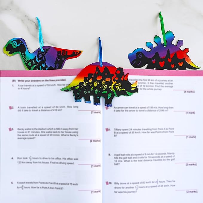 Winlyn 48 Sets 12 Styles Magic Color Scratch Dinosaur Ornaments Craft Kits Rainbow Scratch Paper Art Sets Scratch Paper Dinosaur with Scratching Tools for Kids Classroom Activities Party Favors