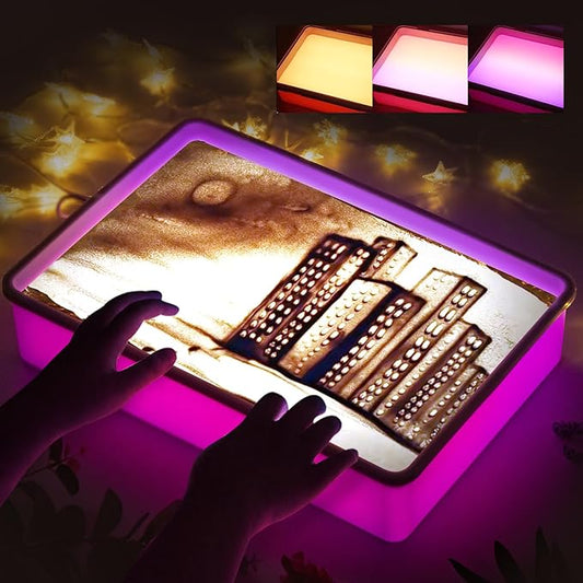 Odoorgames Sand Painting Light Box, Sensory Light Table for Kids - 3 Color Temperature & 10 Levels Adjustable Brightness, 16" (Purple)