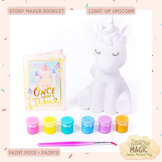 Story Magic Paint Your Own Light-Up Unicorn by Horizon Group USA, Paintable, Batteries Required, Color-Change, LED Night Light