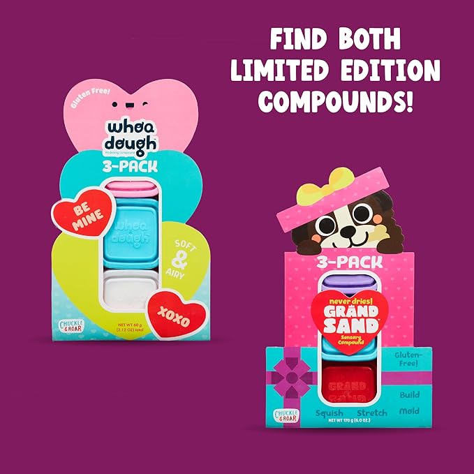 Chuckle & Roar - Grand Sand Valentine Puppy 3 Pack - Arts and Crafts - Fun for Toddlers - Safe and allergen Free - at Home or Classroom Gift
