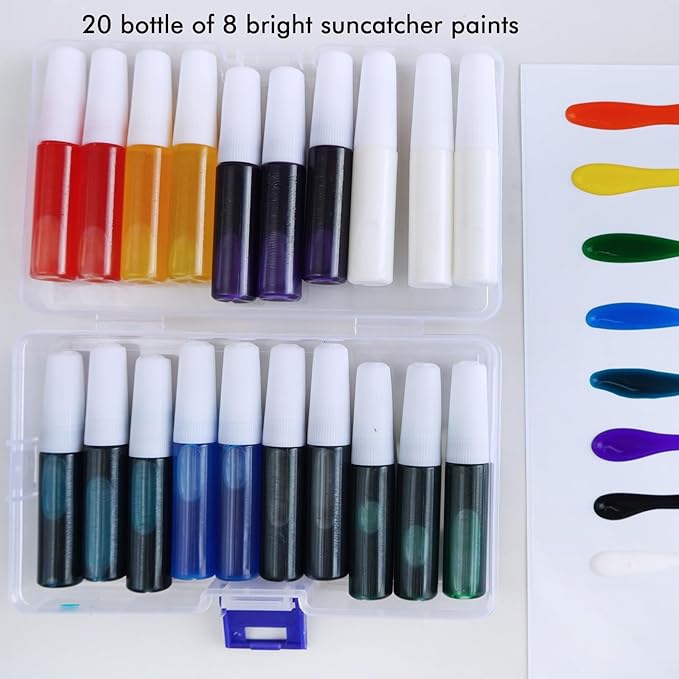 Winlyn 27 Sets Halloween Ghost Suncatchers Ornaments Decorations DIY Window Paint Art Suncatchers Halloween Craft Kits Suncatchers Painting Kits for Kids Classroom Activities Art Projects Part Favors