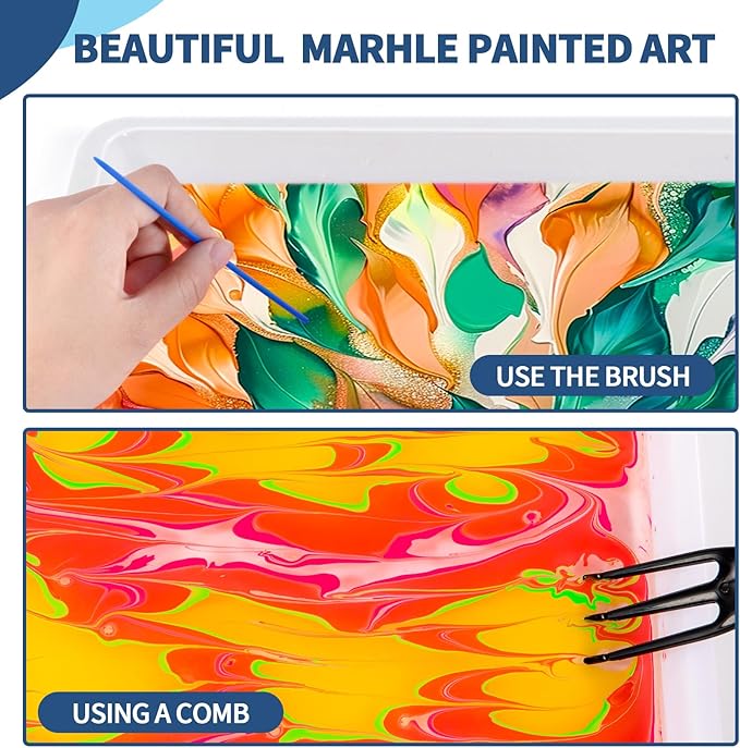 Water Marbling Paint for Kids, Arts and Crafts for Girls Boys, Marbling Paint Art Kit Art Supplies for Kids, Non-Toxic Creative Arts Crafts Kits Ideal Toys Gifts for Kids Toddlers Age 3-5 4-8 8-12