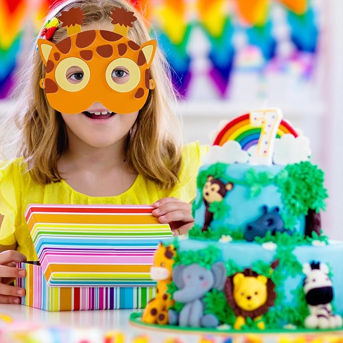 Winlyn 27 Sets Jungle Animal Masks Craft Kits Safari Animal Face Masks DIY Foam Zoo Animal Party Mask Art Sets Animal Face Stickers for Kids Jungle Safari Birthday Classroom Activities Party Favors