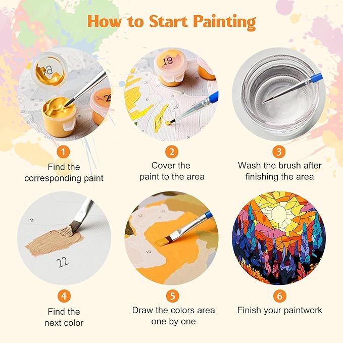 MISCER 4 Pack Paint by Numbers for Adults Beginner, Trees Paint by Number Kits with Easel, DIY Acrylic Oil Painting Suitable for Home Decoration (8 * 12 Inch)