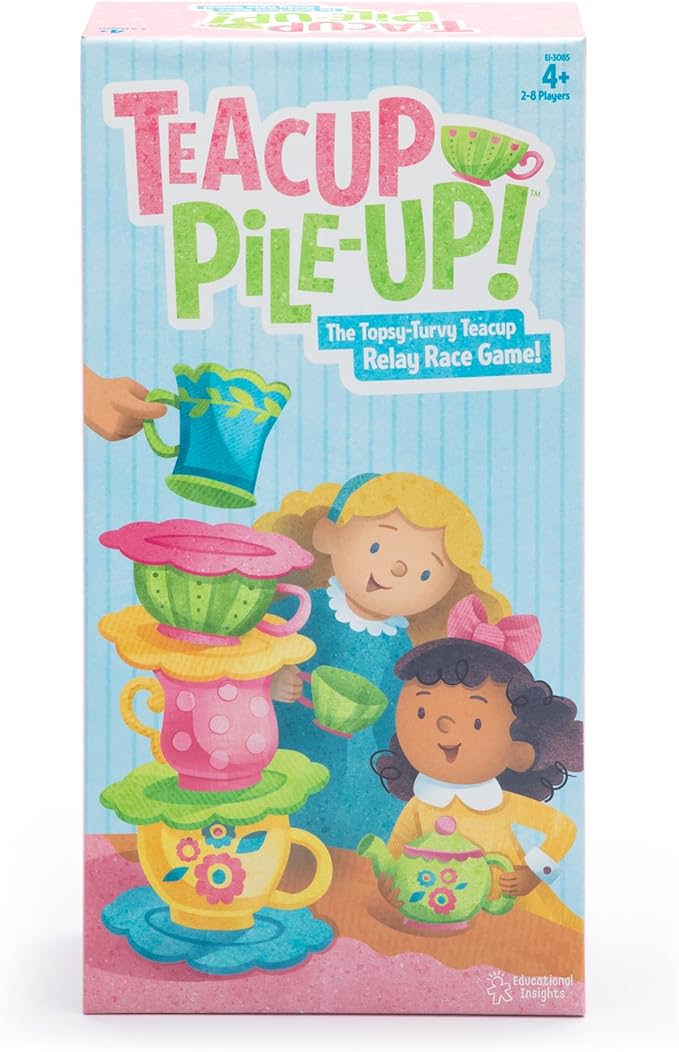 Educational Insights Teacup Pile-Up! Relay Game, Preschool Board Game, Gift for Kids Ages 4+