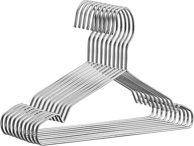 Fayleeko Wire Hangers 10 Pack Coat Hangers Strong Heavy Duty Stainless Steel Metal Hangers 16.5 Inch Ultra Thin Space Saving Clothes Hangers