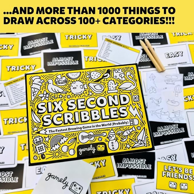 Six Second Scribbles USA: The frantically Fast, fantastically Fun Drawing Game | A Family Friendly Party Game for Kids, Teens and Adults