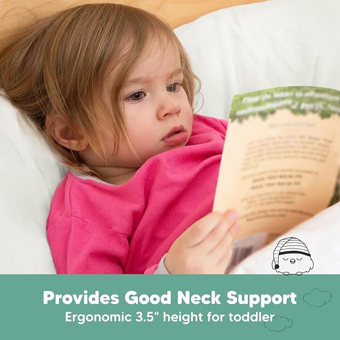 Toddler Pillow with Pillowcase - 13x18 My Little Dreamy Pillow, Organic Cotton Toddler Pillows for Sleeping, Kids Pillow, Travel Pillows, Mini Pillow, Nursery Pillow, Toddler Bed Pillow (Pearl Gray)