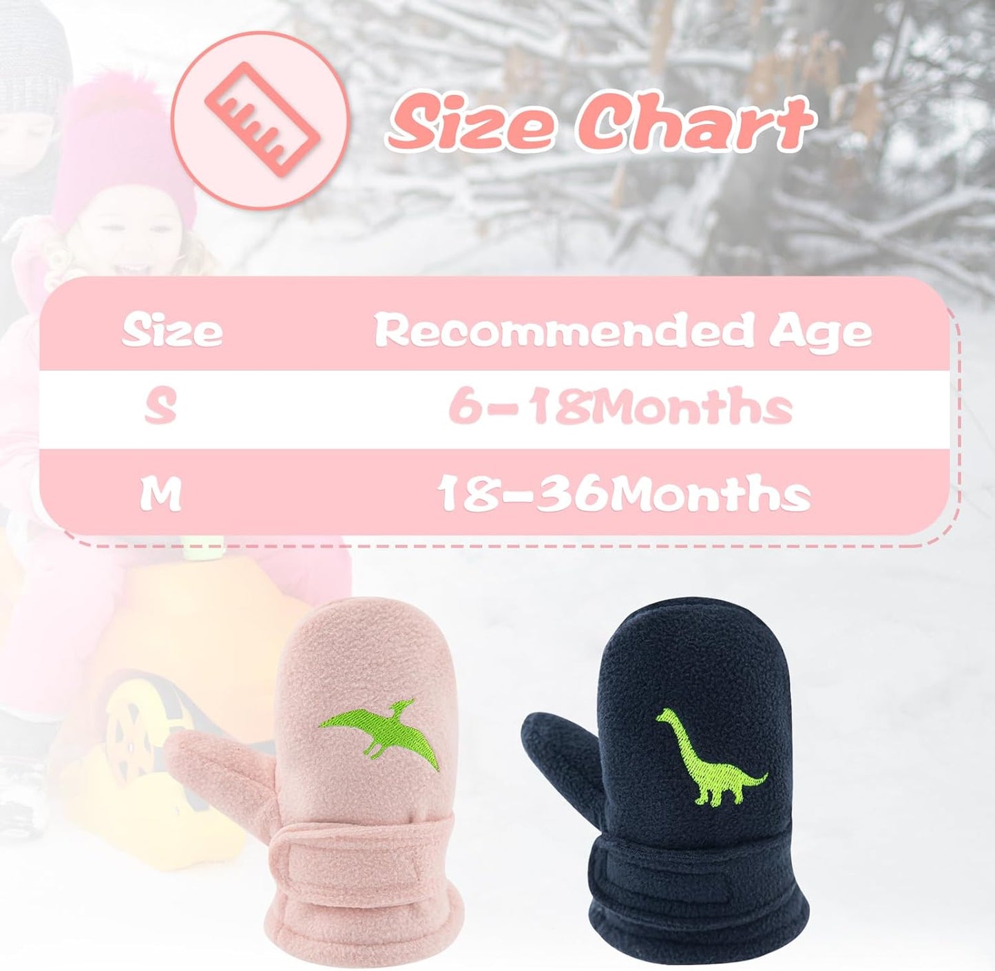 BAVST Baby Toddler Winter Mittens Girls Warm Fleece Lined Gloves Kids Sherpa Lined Mittens for Boys