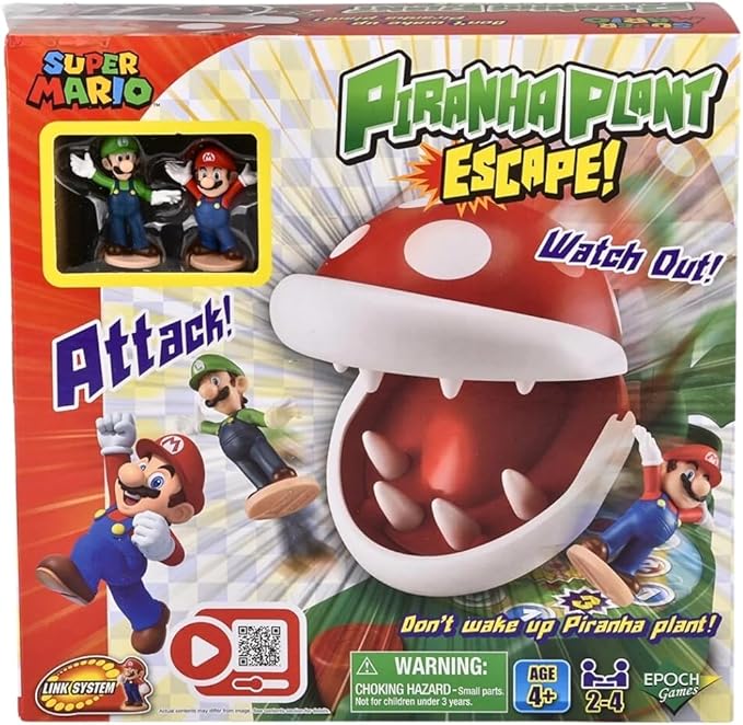Super Mario Piranha Plant Escape! - Tabletop Action Game for Ages 4+ with 2 Collectible Super Mario Action Figures