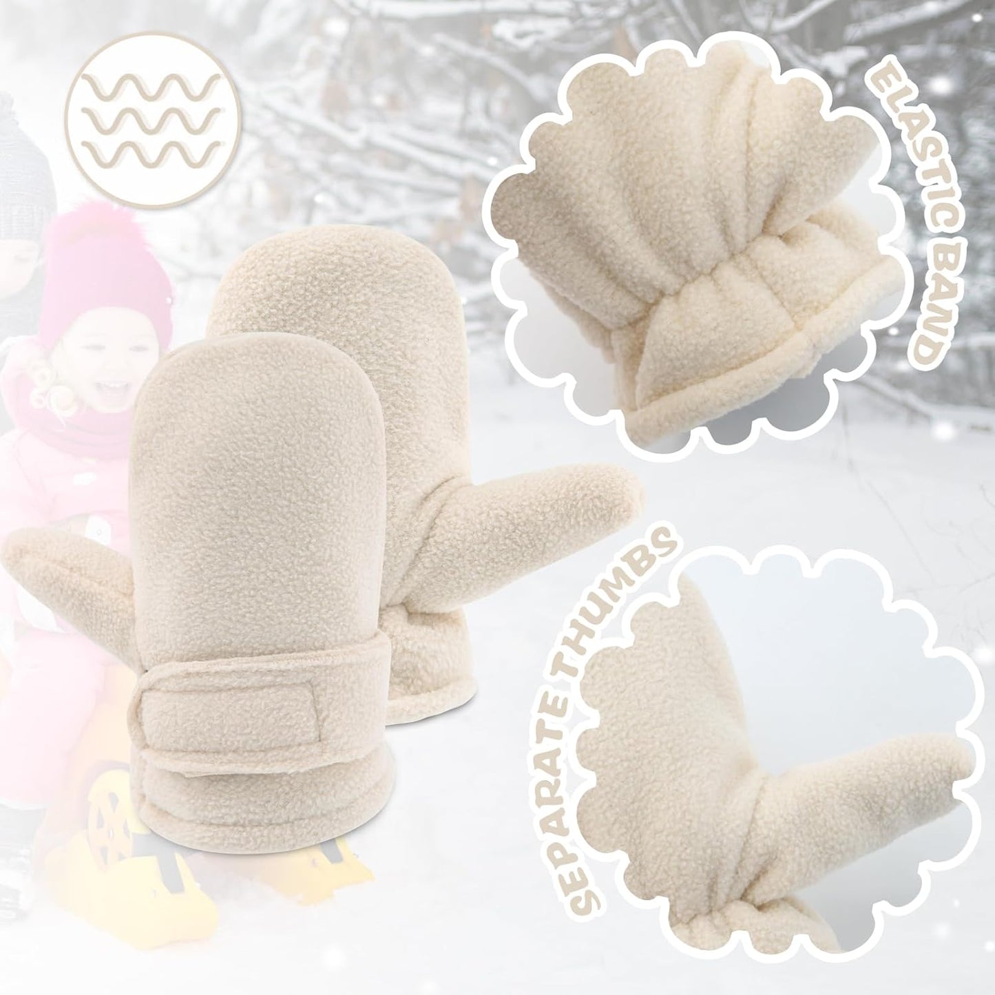 BAVST Baby Toddler Winter Mittens Girls Warm Fleece Lined Gloves Kids Sherpa Lined Mittens for Boys