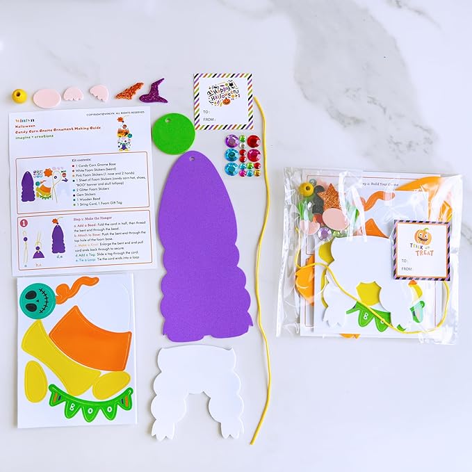 Winlyn 24 Sets Halloween Crafts Fall Crafts Kids DIY Gnome Ornaments Decorations Halloween Craft Kits Gnome Foam Stickers Halloween Arts and Crafts for Kids Home Classroom Art Activities Party Favors