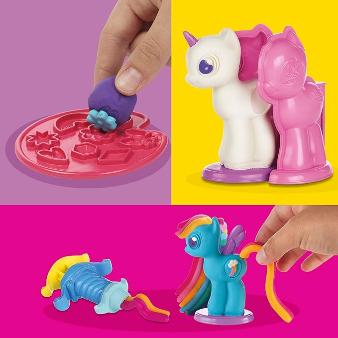 Play-Doh Make 'n Style Ponies Playset, My Little Pony Figures, 9 Colors, Kids Arts & Crafts Set, Preschool Toys, Easter Gifts for Girls & Boys, Ages 3+ (Amazon Exclusive)