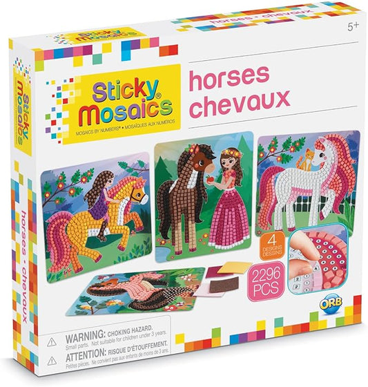 ORB 50993.0 Sticky Mosaics Horses, Multi, Brown/Yellow/Pink/Green, 12" x 2" x 10.75"