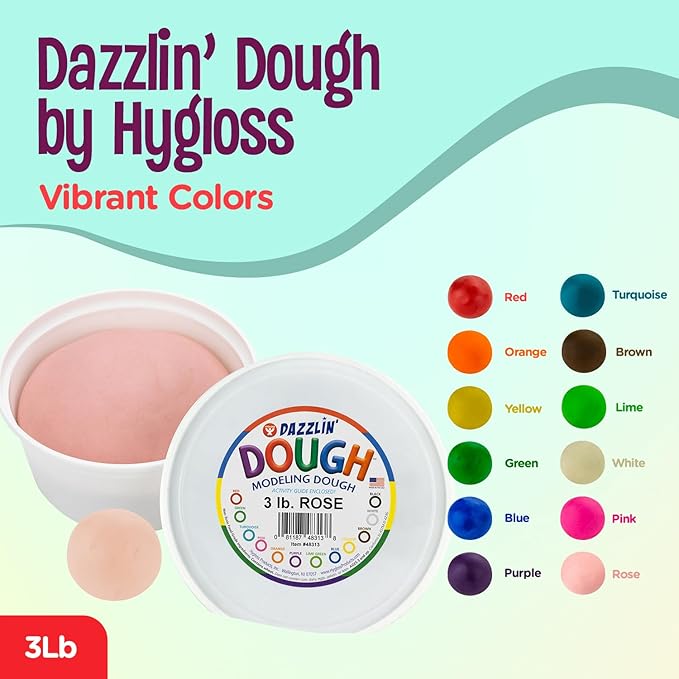 Hygloss Play Modeling Dough - Rose Dough Unscented - Safe & Non-Toxic for Kids Arts & Crafts - Party Favors - Classroom Supplies - 3lb