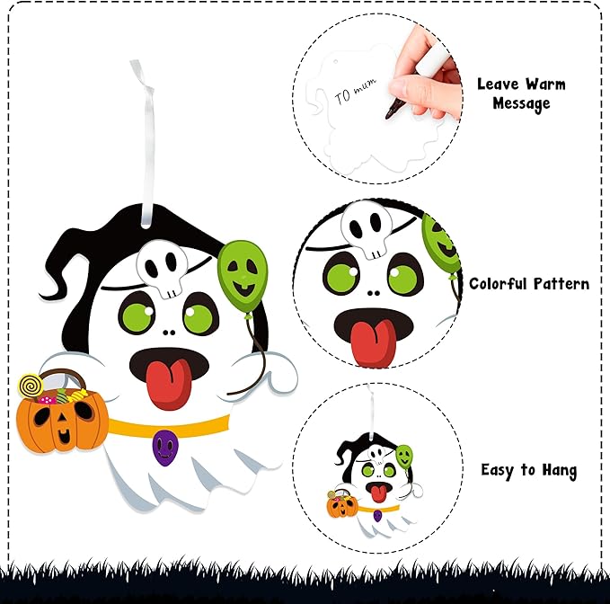 WATINC 123pcs Halloween Monster Crafts Kits for Kids, Halloween Hanging Ornaments DIY Make Your Own Monster Set Art, Halloween Handcraft Home Classroom Game Activities Party Favors Tree Decoration