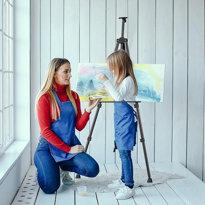 Portable Artist Easel Stand, Art Drawing Easels for Painting Canvas Wedding Signs & Display，Adjustable Height Painting Easel with Bag, Height from 17" to 60",Black