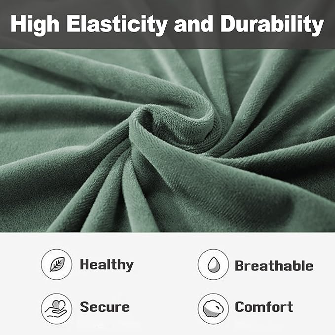 NORTHERN BROTHERS Stretchy Recliner Chair Covers, Velvet Recliner Covers, Lazy Boy Chair Cover (Light Green, 3 Seat)