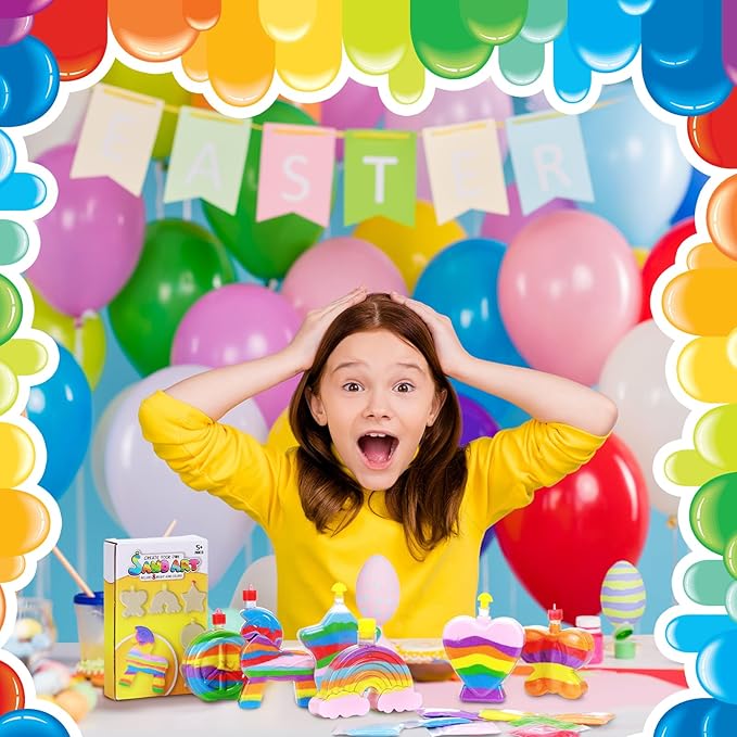 Vertintong 24 Sets Kids Sand Art Activity Kit for Birthday Party Favors Create Your Own Colored Sand Art Includes Sand Bottles with Funnels and Sticks, Bags of Sand for DIY Craft 1960s Party Favors