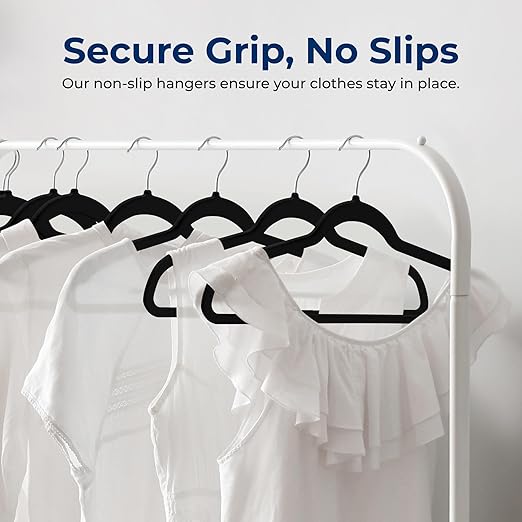 SereneLife Velvet Hangers 100 Pcs, Non-Slip Heavy Duty Hanger Set, Durable with 360° Swivel Hook, Smooth Velvet Finish to Protect Fabric, Lightweight, Ultra-Thin Design for Coats and Other Clothes