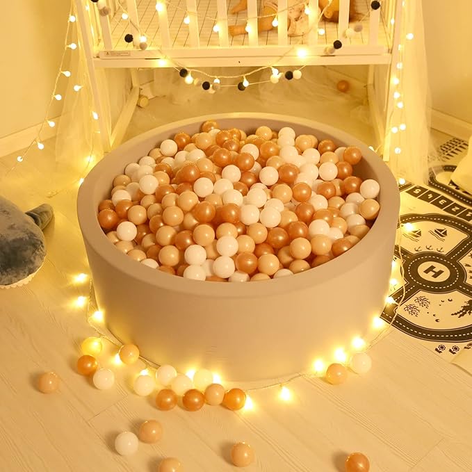 GOGOSO 100pcs Balls for Ball Pit - Plastic Balls Ocean Ball for Toddlers 1-3, 2.2inch Ball Pit Balls with Storage Bag, Pearl Coffee+Beige+White