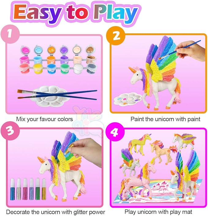 Yileqi Unicorn Painting Kit - Paint Craft for Girls, Arts and Crafts for Kids Age 4-9 - DIY Unicorn Party Favors and Activities