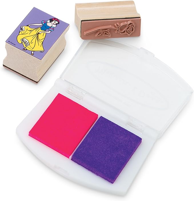 Melissa & Doug Disney Princess Wooden Stamp Set: 9 Stamps, 5 Colored Pencils, and 2-Color Stamp Pad Disney Princess Coloring, Stamps With Washable Ink, For Kids Ages 4+