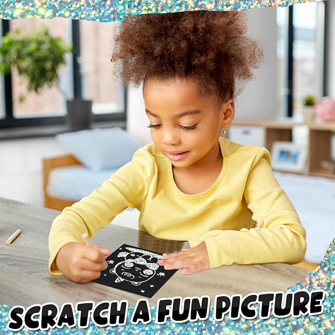 ZMLM Rainbow Scratch Paper Art Mini Notes Easter Basket Stuffers for Kids Teens Gifts Ages 4-8 Bulk Craft Supplies for Girls Boys Birthday Classroom Party Games Toy Stocking Stuffers(Silver)