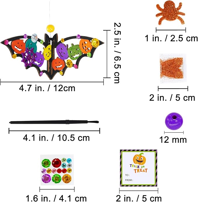 Winlyn 24 Sets Halloween Crafts Bat Crafts DIY Halloween 3D Bat Craft Kits Unfinished Paintable Wood Bat Halloween Crafts for Kids Classroom Activities Art Project Halloween Decorations Party Favors