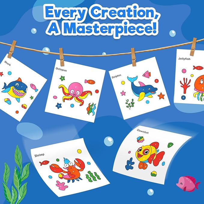 ZMLM Paint with Water Books for Kids - Easter Basket Stuffers Mess Free Coloring Activity for Toddlers - Arts & Crafts Gifts Toys for Valentines Birthday Christmas Boy Girls Ages 4 5 6 7 8(Sea)