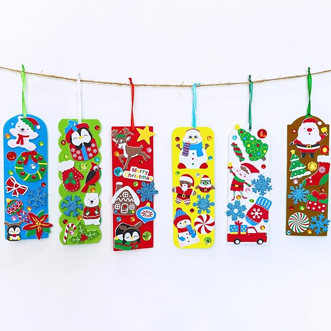 Winlyn 36 Sets Christmas Craft Kits Winter Crafts DIY Christmas Ornaments Art Sets Snowman Reindeer Pine Tree Penguin Christmas Foam Stickers Arts and Crafts for Kids Holiday Classroom Activities