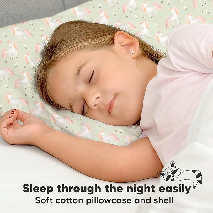 Toddler Pillow with Pillowcase - 13x18 My Little Dreamy Pillow, Organic Cotton Toddler Pillows for Sleeping, Kids Pillow, Travel Pillows, Mini Pillow, Nursery Pillow, Toddler Bed Pillow (Grace)