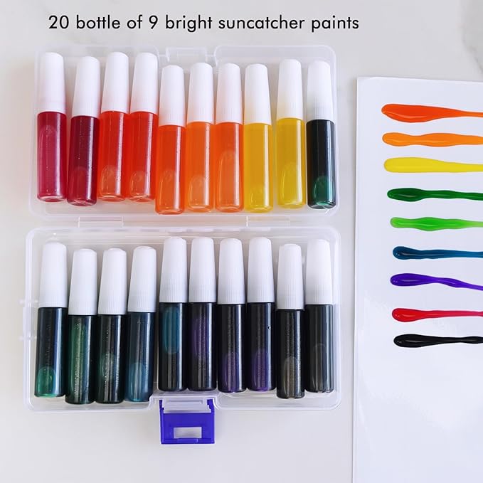 Winlyn 24 Sets Halloween Bat Suncatcher Wind Chimes Ornaments Decorations DIY Window Paint Art Halloween Craft Kits Bat Sun Catchers for Kids Home Classroom Activities Halloween Party Art Projects