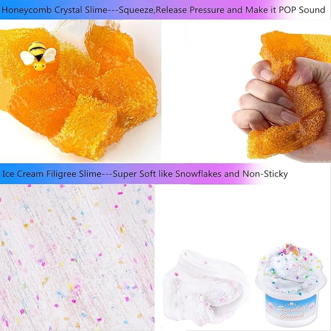 Newest Crunchy Slime Set 12 Packed for Kids,Super Soft and Non-Sticky Stress Relief Clear Slime Toy,DIY Butter Slime Party Favor for Girls & Boys