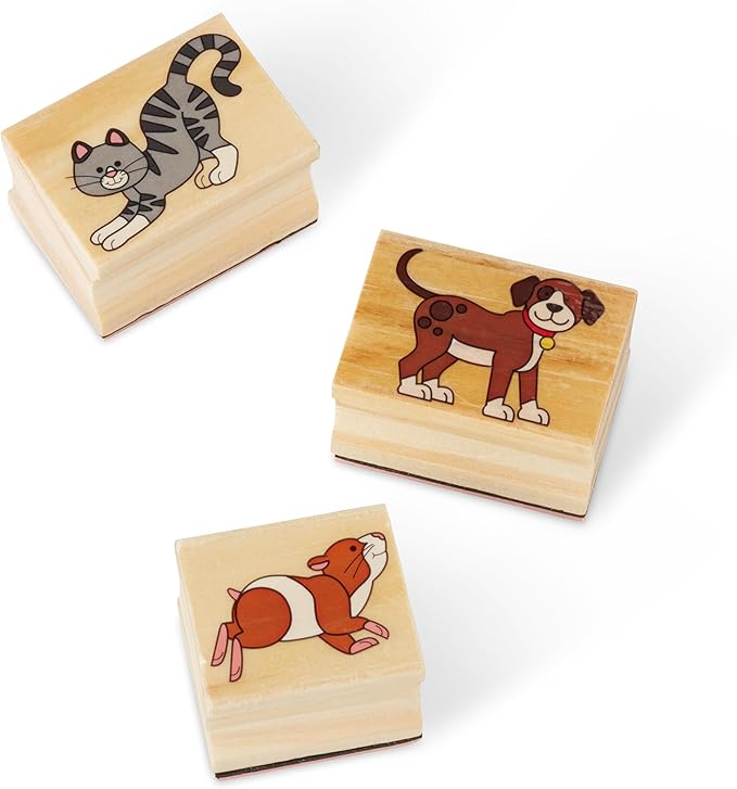 Melissa & Doug Jumbo Deluxe Wooden Stamp Set Animals (40 Stamps, 7 Markers, 3 Colored Ink Pads)