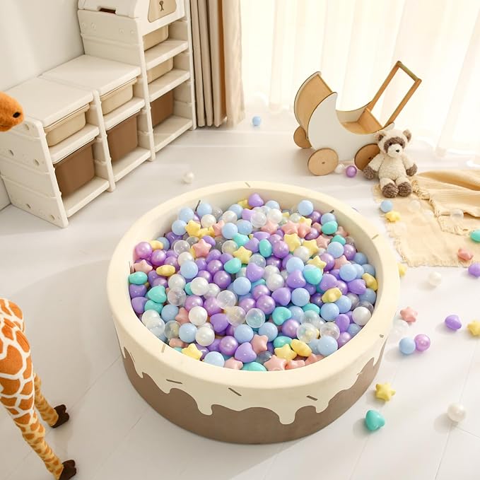 GOGOSO Shape Ball Pits Balls, Star Heart Plastic Play Balls for Toddlers Kids Children, DIY Giant Friendship Bracelet Banner