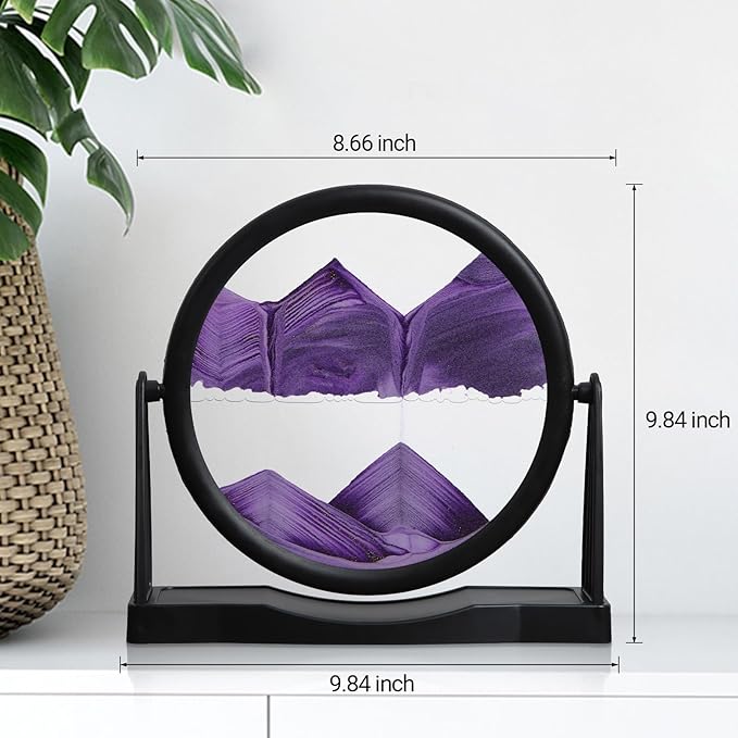 MXYATCJ | Moving Sand Art | Sand Art Liquid Motion | Sand Art Pictures | 3D Deep Sea Sandscape | Glass Sand Art Display | Sand Relaxing Gift for Adult | Home Office Decor | Desktop Toys | (10''Purple)