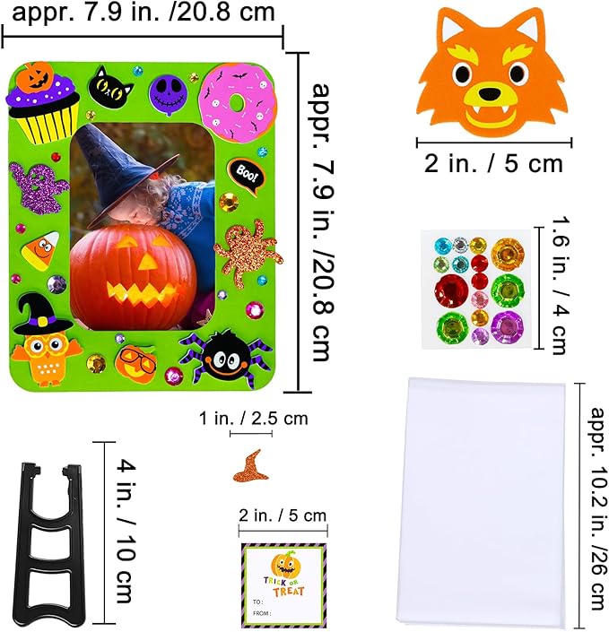Winlyn 24 Sets Halloween Craft Kits DIY Halloween Picture Frame Decorations Art Sets Ghost Monster Jack-O'-Lantern Fall Leaf Festive Foam Stickers Arts and Crafts for Kids Party Classroom Activities