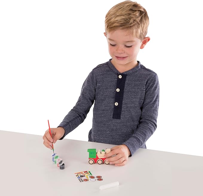 Melissa & Doug Created by Me! Paint & Decorate Your Own Wooden Vehicles Craft Kit For Kids 2 Pack – Monster Truck, Train