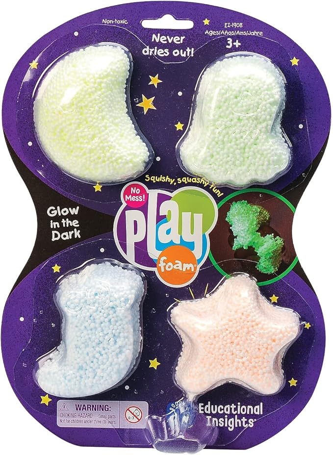 Educational Insights Playfoam Glow-In-The-Dark 4-Pack, Fidget & Sensory Toy, Gift for Boys & Girls, Ages 3+