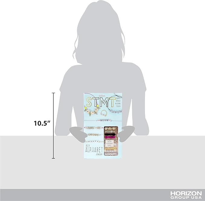 STMT DIY Alphabet Jewelry Set, Design 10 Premium Personalized VSCO Girl Bracelets, Necklaces & Accessories, Bead Kit for Friendship Bracelets, DIY ABC Jewelry, Great for Kids & Teens Ages 8, 9, 10, 11