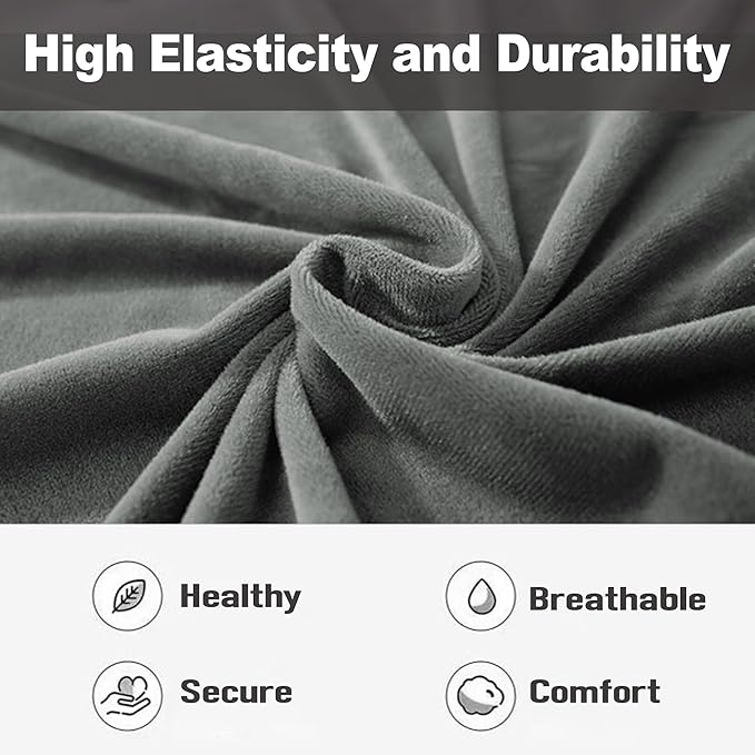 NORTHERN BROTHERS Stretchy Recliner Chair Covers, Velvet Recliner Covers, Lazy Boy Chair Cover (Dark Grey, 1 Seat)