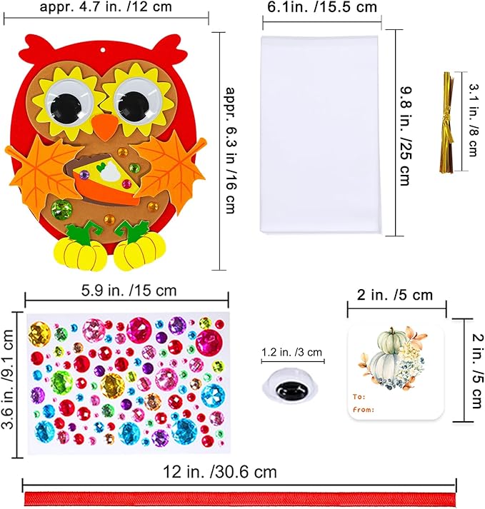 Winlyn 24 Sets Fall Craft Kits Autumn Crafts DIY Fall Owl Ornaments Decorations Art Sets Maple Leaves Pumpkin Foam Stickers Arts and Crafts for Kids Classroom Activities Holiday Harvest Party Favors