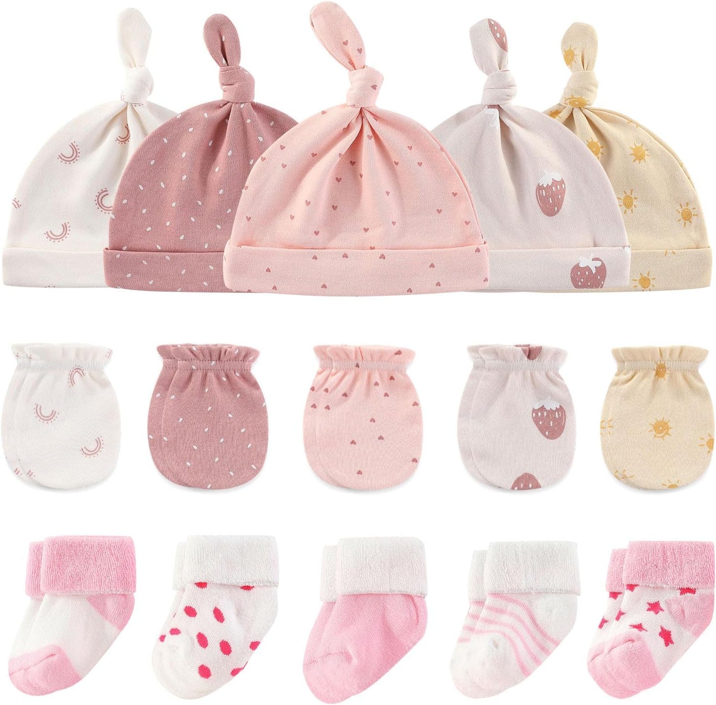 Baby Hats Mittens and Socks Set Cotton Newborn Hat Beanie Soft Infant Girls Boys Caps Gloves 0-6 month
