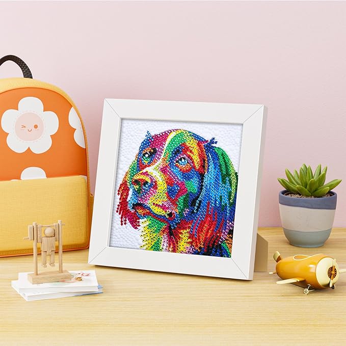 Turniton 5D Diamond Painting Kits for Kids, Diamond Arts Painting Kits with Wooden Frame, Dog Kids' Mosaic Kits for Beginners, Girls, Adults, Diamond Painting Pictures, Arts Craft for Home Decor